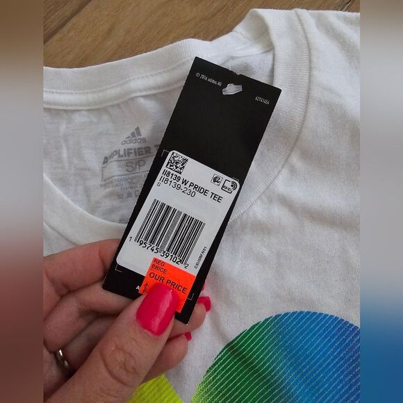 NWT adidas pride shirt tee, heart rainbow - Picture 2 of 3